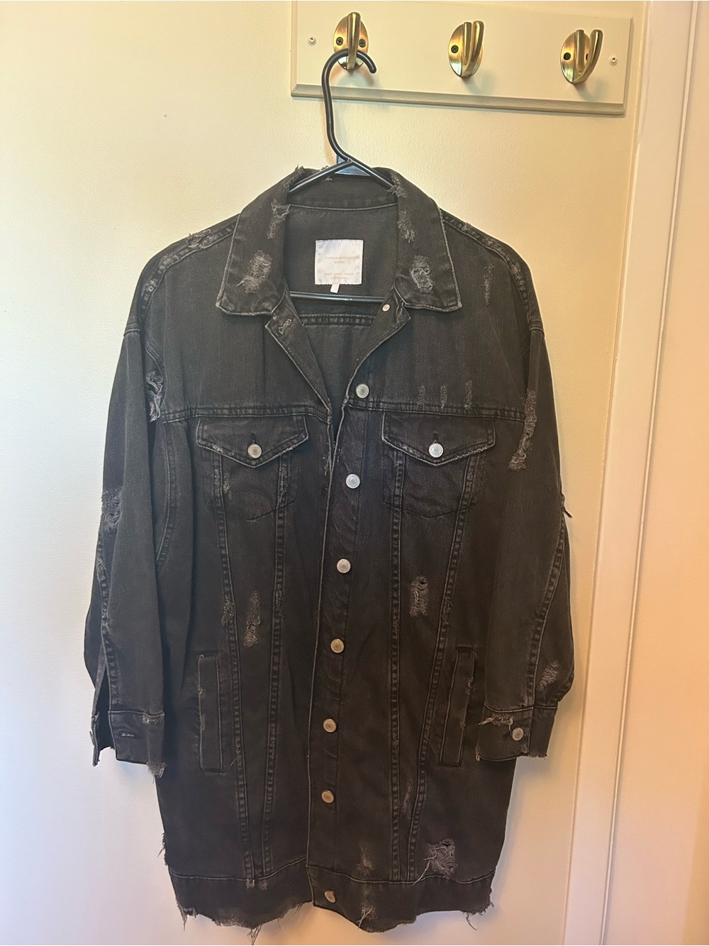 Zara Distressed Black Denim Jacket